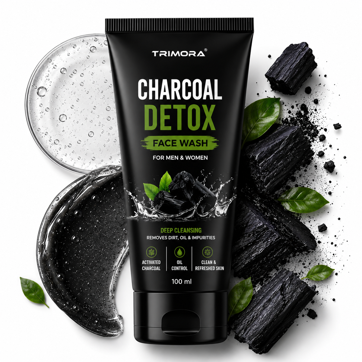 TRIMORA Activated Charcoal + Instant Glow Face Wash (100 g)